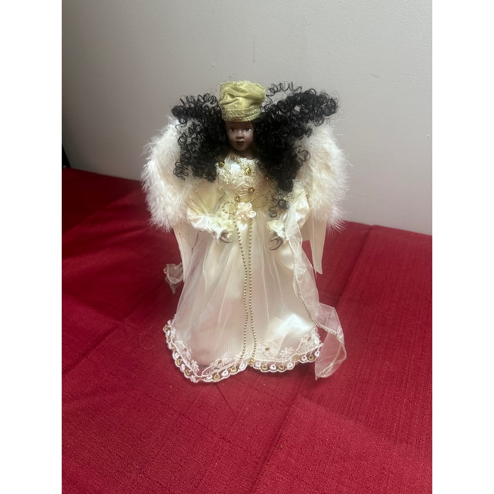 Hobby Lobby African American Angel Tree Topper Cream Gold HL360618 NWT 12in
